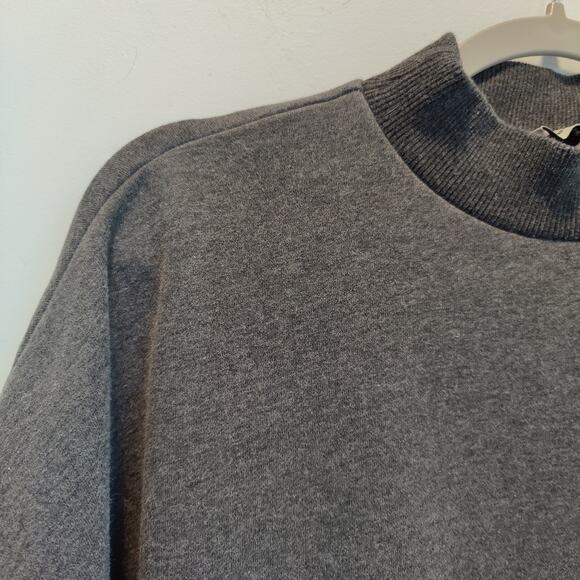 Gentle Herd Women's Sz S Grey Short Sleeve Sweatshirt Roll Hem Oversized Lounge - Picture 4 of 8